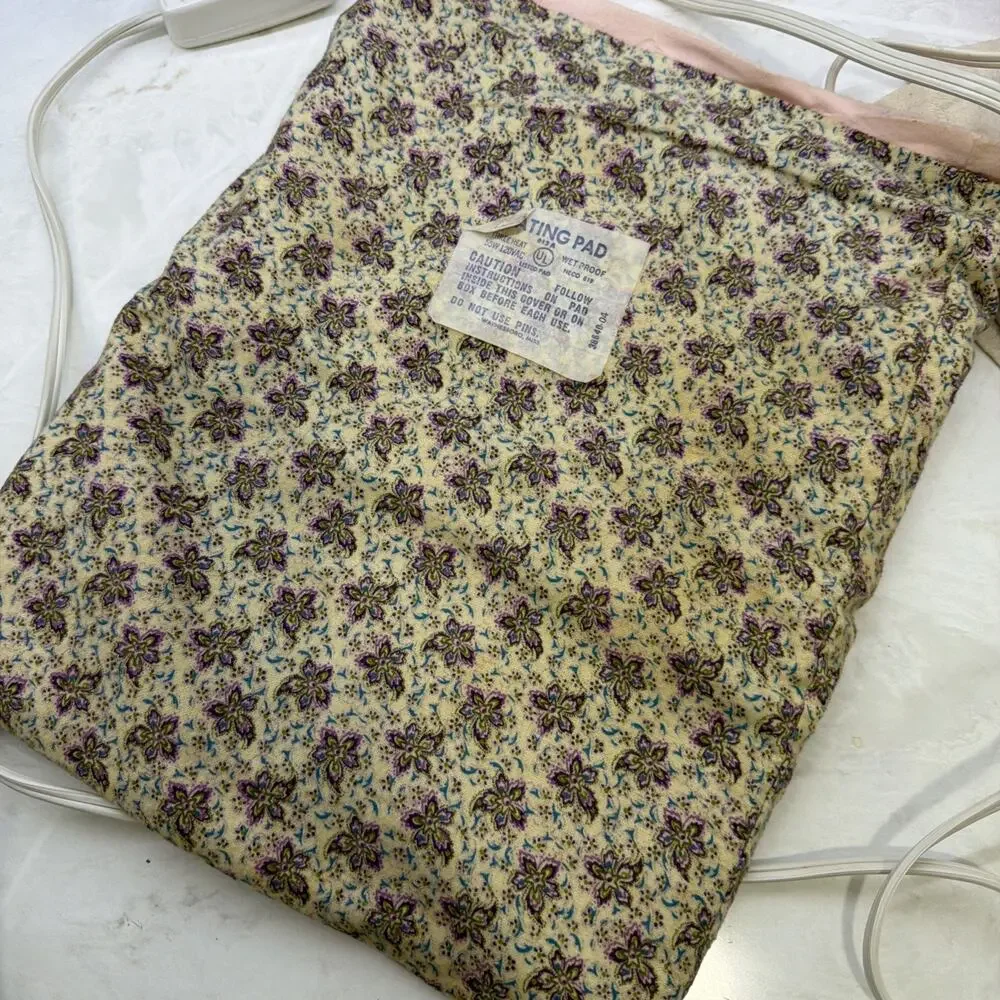 Vintage Rare 1972 Sunbeam Heating Pad Purple Floral Original Box & Manual Tested - Picture 12 of 16